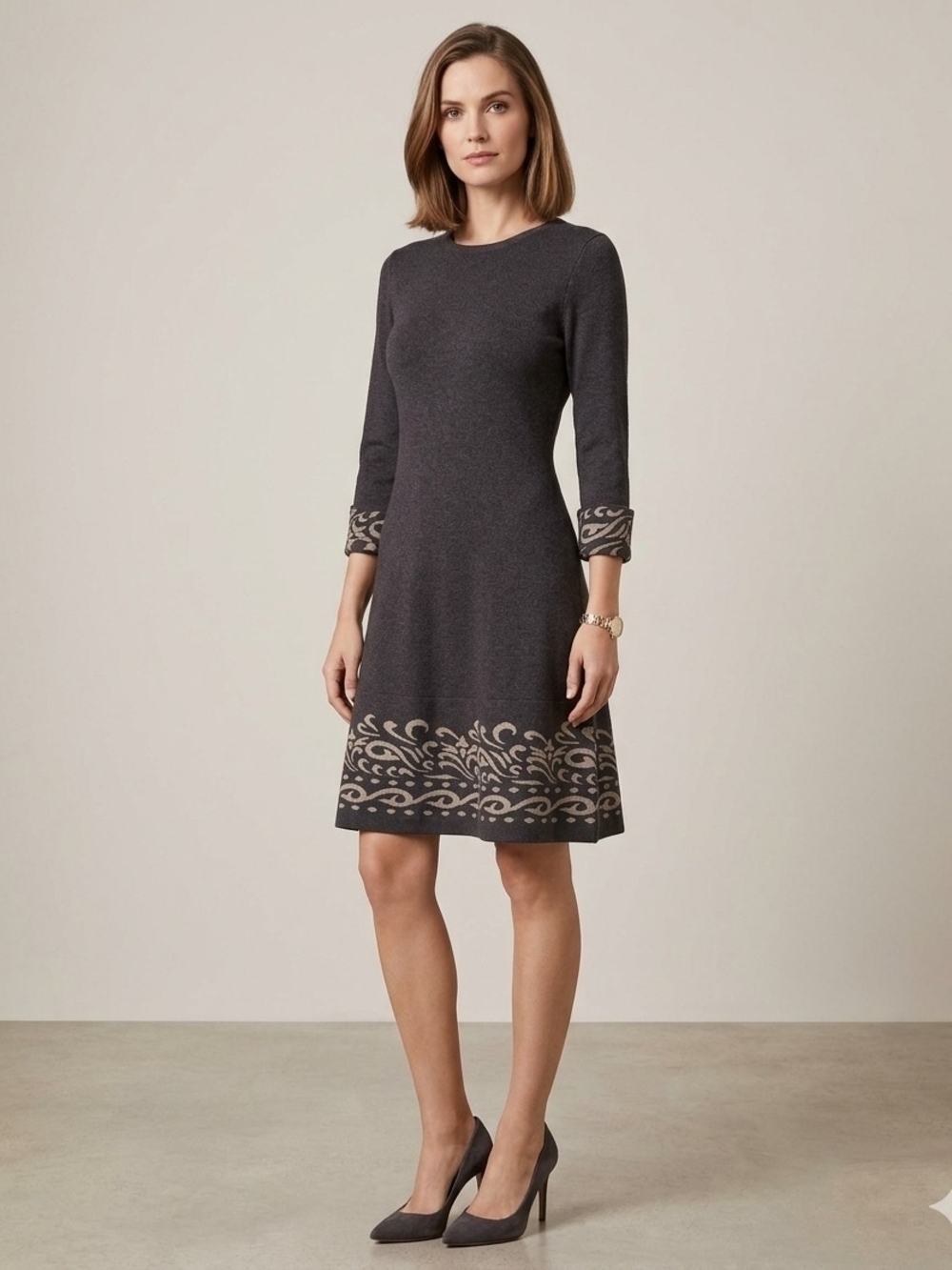Elisa J Charcoal Grey Sweater Dress
